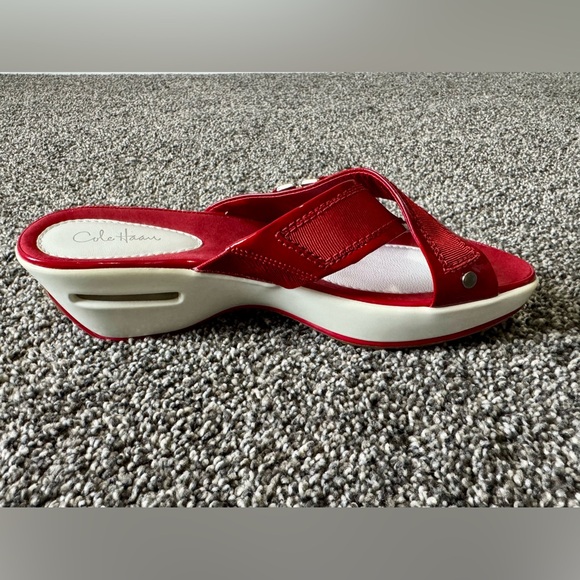 Cole Haan Nike Air Women's Red Slide Wedge Heel Sandals Size 7 - Picture 7 of 13
